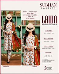 Ladies Digital Lawn Printed 3 Piece Suit with Printed Trouser - Unstitched