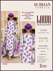 Ladies Digital Lawn Printed 3 Piece Suit with Printed Trouser - Unstitched