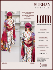 Ladies Digital Lawn Printed 3 Piece Suit with Printed Trouser - Unstitched