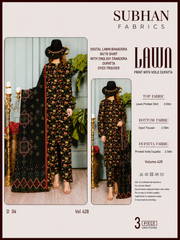 Ladies Digital Lawn Printed 3 Piece Suit with Printed Trouser - Unstitched