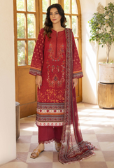 D-04 | 3Pc Unstitched Suit Embroidered Printed Lawn Zarwisha By Humdum