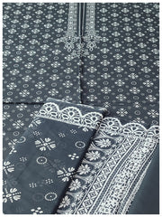Shaista Lawn Printed 3 Piece Suit Spc Black & White Unstitched