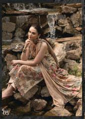 D-05 | 3 Pc Unstitched Embroidered Digital Printed Lawn Flora By Sanam Saeed