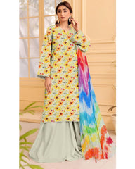 06 - Florence By Amfahh Vol 11 Ladies Digital Lawn Printed 3 Piece Suit - Unstitched