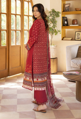 D-04 | 3Pc Unstitched Suit Embroidered Printed Lawn Zarwisha By Humdum