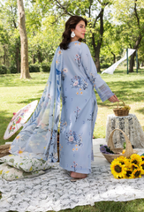 D-08 | 3Pc Unstitched Suit Printed Lawn Chikenkari Koel By Humdum