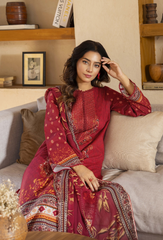 D-04 | 3Pc Unstitched Suit Embroidered Printed Lawn Zarwisha By Humdum