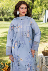 D-08 | 3Pc Unstitched Suit Printed Lawn Chikenkari Koel By Humdum