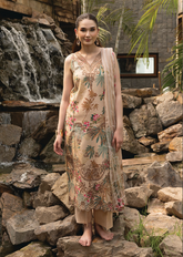 D-05 | 3 Pc Unstitched Embroidered Digital Printed Lawn Flora By Sanam Saeed