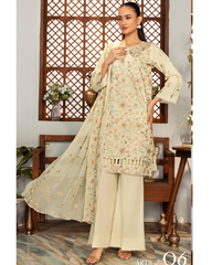 3 PC Unstitched Suit Embroidered Lawn By Sanam Saeed | Article-06