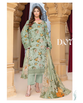 D-07 | 3Pc Unstitched Suit Printed Lawn Collection By Humdum