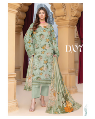 D-07 | 3Pc Unstitched Suit Printed Lawn Collection By Humdum
