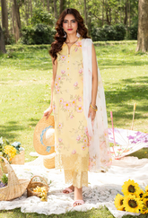 D-06 | 3Pc Unstitched Suit Printed Lawn Chikenkari Koel By Humdum