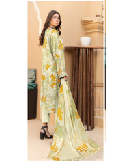 D-07 | 3Pc Unstitched Suit Digital Printed Lawn Floral V2 By Humdum