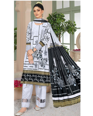 08 - Florence By Amfahh Ladies Digital Lawn Printed 3 Piece Suit - Unstitched