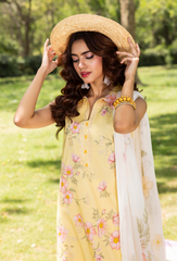 D-06 | 3Pc Unstitched Suit Printed Lawn Chikenkari Koel By Humdum