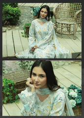 D-07 | 3 Pc Unstitched Embroidered Digital Printed Lawn Flora By Sanam Saeed