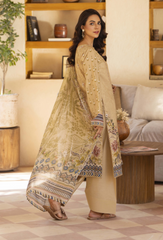 D-10 | 3Pc Unstitched Suit Embroidered Printed Lawn Zarwisha By Humdum
