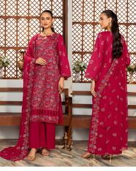3 PC Unstitched Suit Embroidered Lawn By Sanam Saeed | Article-08