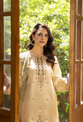 D-10 | 3Pc Unstitched Suit Embroidered Printed Lawn Zarwisha By Humdum