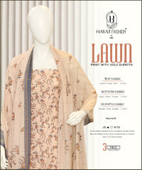 Printed Lawn 3Pc With Daimond Voil Dupatta