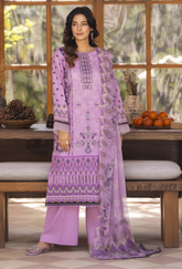 D-09 | 3Pc Unstitched Suit Embroidered Printed Lawn Zarwisha By Humdum