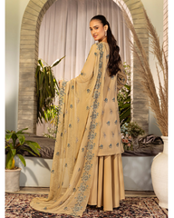 3 PC Unstitched Suit Embroidered Lawn By Sanam Saeed | Article-10