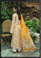 D-08 | 3 Pc Unstitched Embroidered Digital Printed Lawn Flora By Sanam Saeed
