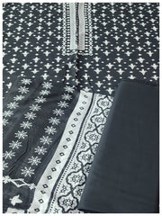 Shaista Lawn Printed 3 Piece Suit Spc Black & White Unstitched