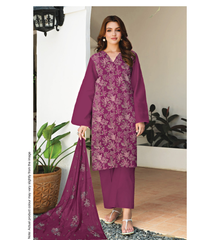 D-01 | 3Pc Unstitched Suit Bareeze Embroidered Allover Lawn Vol 2 By Humdum