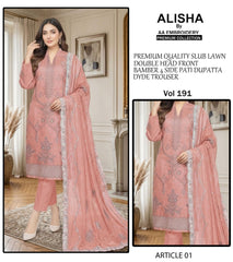 Embroidered Lawn By Alisha 3Pc Unstitched