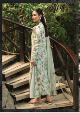 D-09 | 3 Pc Unstitched Embroidered Digital Printed Lawn Flora By Sanam Saeed