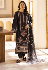 D-02 | 3Pc Unstitched Suit Embroidered Printed Lawn Zarwisha By Humdum