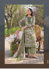 D-10 | 3 Pc Unstitched Embroidered Digital Printed Lawn Flora By Sanam Saeed