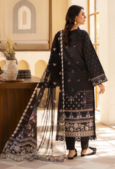D-02 | 3Pc Unstitched Suit Embroidered Printed Lawn Zarwisha By Humdum
