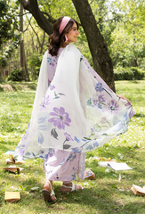 D-05 | 3Pc Unstitched Suit Printed Lawn Chikenkari Koel By Humdum