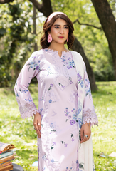 D-05 | 3Pc Unstitched Suit Printed Lawn Chikenkari Koel By Humdum