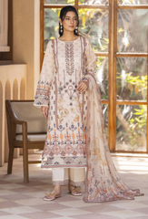 D-05 | 3Pc Unstitched Suit Embroidered Printed Lawn Zarwisha By Humdum