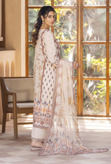 D-05 | 3Pc Unstitched Suit Embroidered Printed Lawn Zarwisha By Humdum