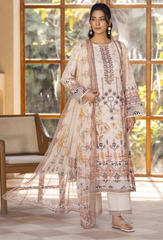D-05 | 3Pc Unstitched Suit Embroidered Printed Lawn Zarwisha By Humdum