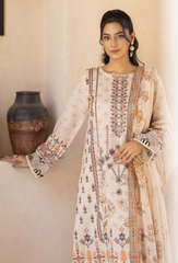 D-05 | 3Pc Unstitched Suit Embroidered Printed Lawn Zarwisha By Humdum