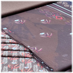 Ladies Lawn Karandi Digital Printed 3 Piece Suit With Chiffon Dupatta - Unstitched