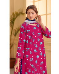 01 - Florence By Amfahh Vol 11 Ladies Digital Lawn Printed 3 Piece Suit - Unstitched