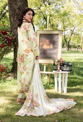 D-04 | 3Pc Unstitched Suit Printed Lawn Chikenkari Koel By Humdum