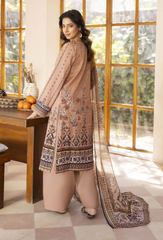 D-08 | 3Pc Unstitched Suit Embroidered Printed Lawn Zarwisha By Humdum
