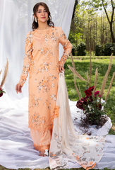 D-02 | 3Pc Unstitched Suit Printed Lawn Chikenkari Koel By Humdum