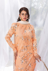 D-02 | 3Pc Unstitched Suit Printed Lawn Chikenkari Koel By Humdum
