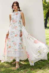 D-01 | 3Pc Unstitched Suit Printed Lawn Chikenkari Koel By Humdum