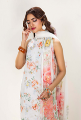 D-01 | 3Pc Unstitched Suit Printed Lawn Chikenkari Koel By Humdum