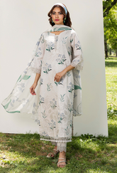 D-09 | 3Pc Unstitched Suit Printed Lawn Chikenkari Koel By Humdum